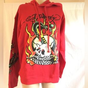 Ed Hardy Red Skull Graphic Sweater